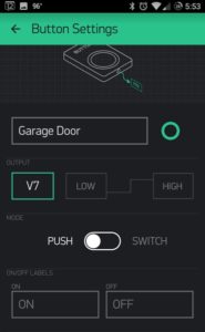 Blynk Arduino ESP8266 Button V7 Settings