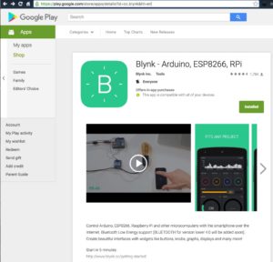 Blynk Arduino ESP8266 RPi Android App Google Play