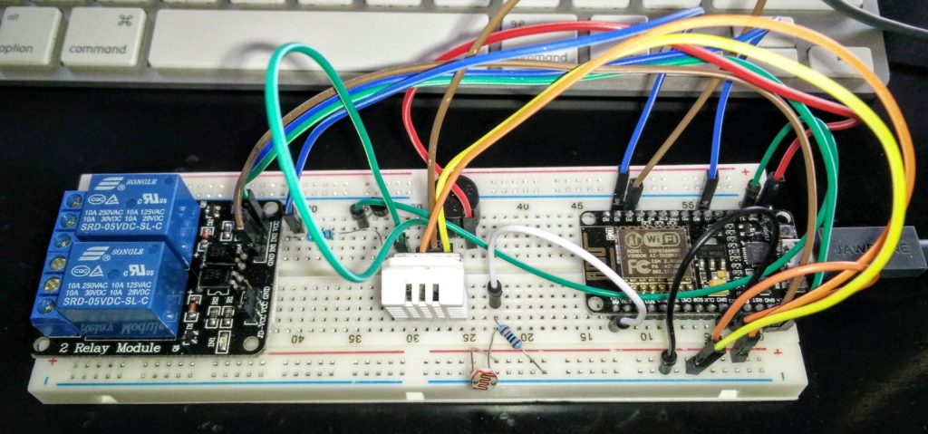 Picture of ESP8266 NodeMCU WiFi Garage Door Opener Relay Wiring