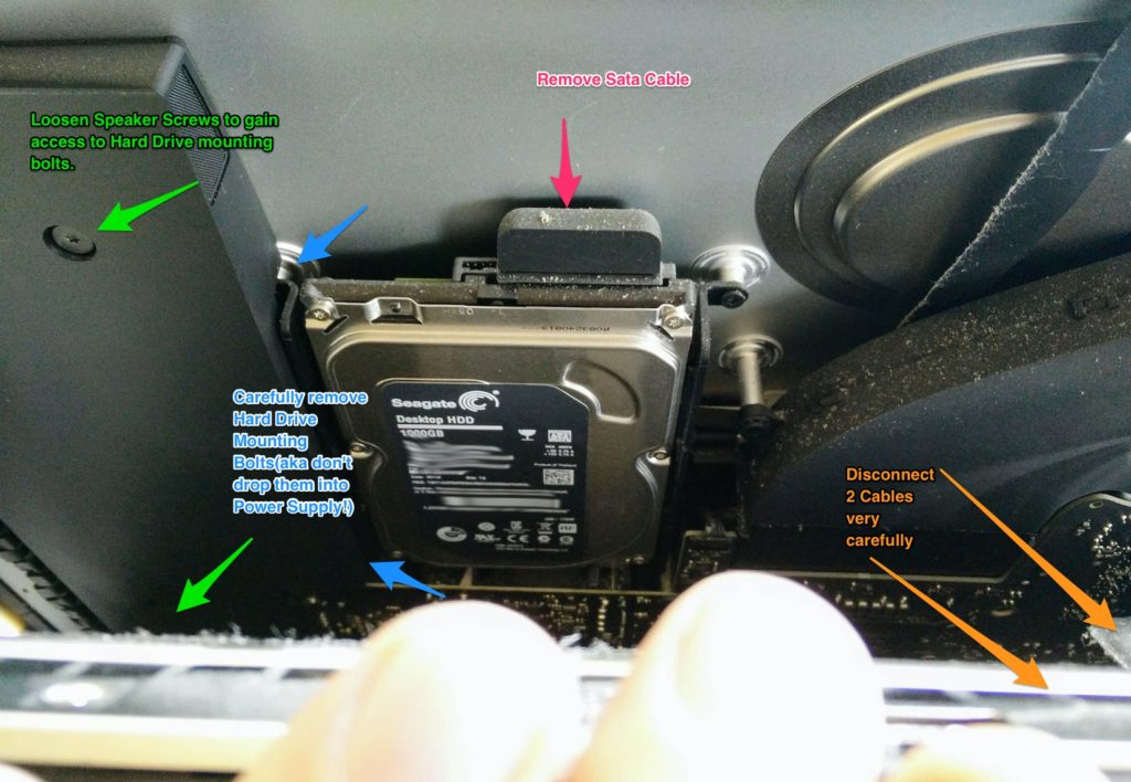 Picture of Peaking inside iMac 27 2013 Fusion Hard Drive Replacement with SSD