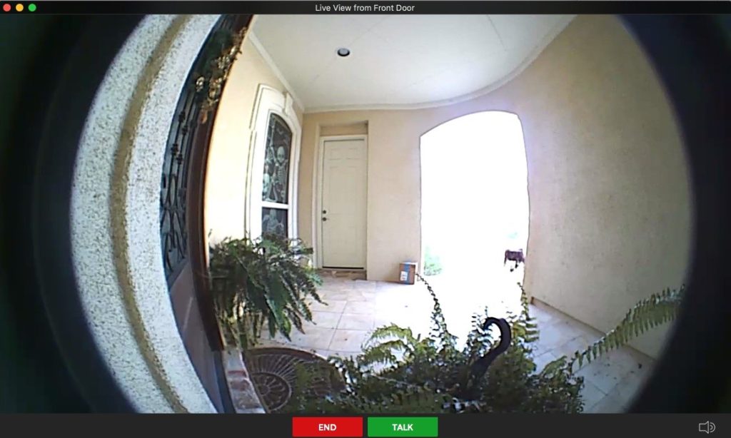 Screenshot of Ring Wi-Fi Video Doorbell View from Front Door Package