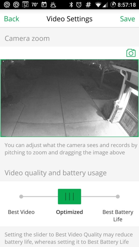 Screenshot of Netgear Arlo Pro Review Android App Video Quality