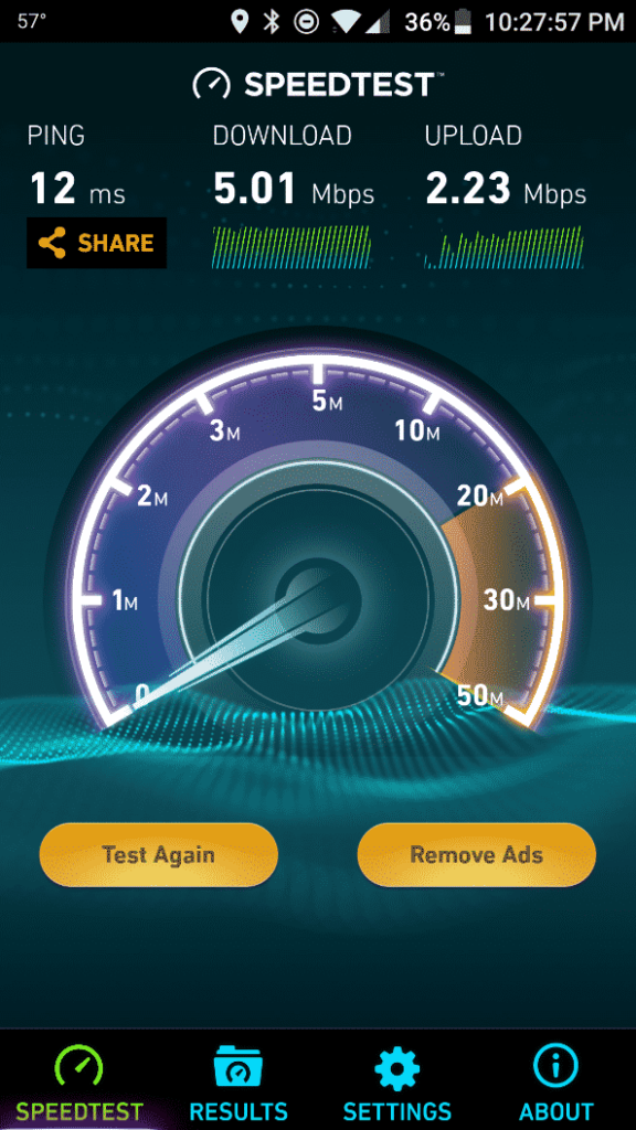 Screenshot Unifi WiFi Guest Network Speed Test