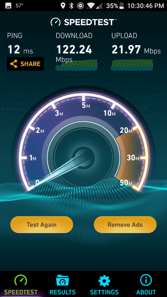 Screenshot Unifi WiFi Regular Network Speed Test