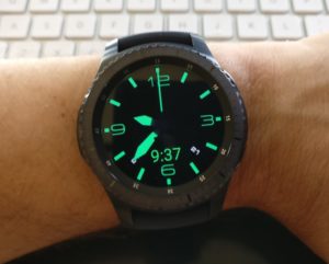 Picture of Lum-Tech Watchmaker Watchface on Samsung Gear S3 Smartwatch Dim Mode