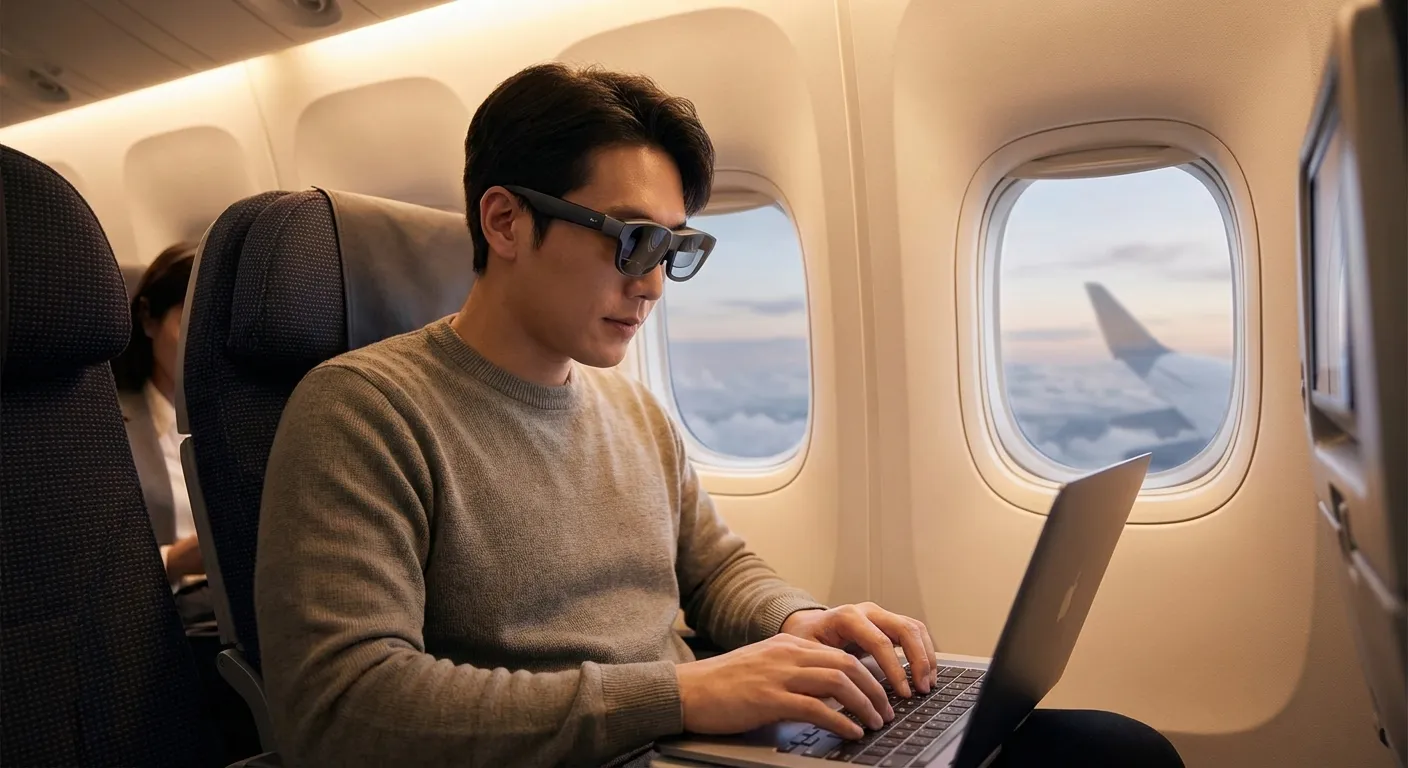 AR display glasses are lightweight wearable screens that look like oversized sunglasses